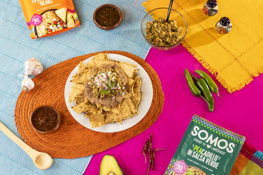 Blog posts SOMOS Peacadillo in Salsa Verde Nachos on a plate
