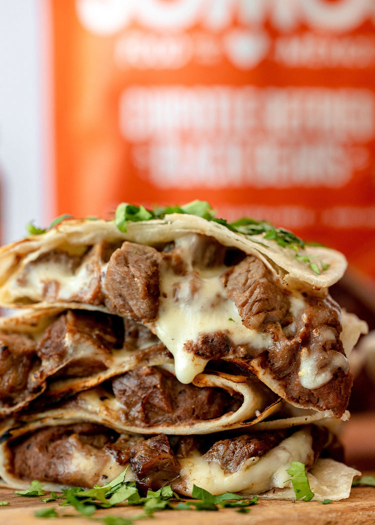 Carne Asada & Refried Black Bean Quesadillas
