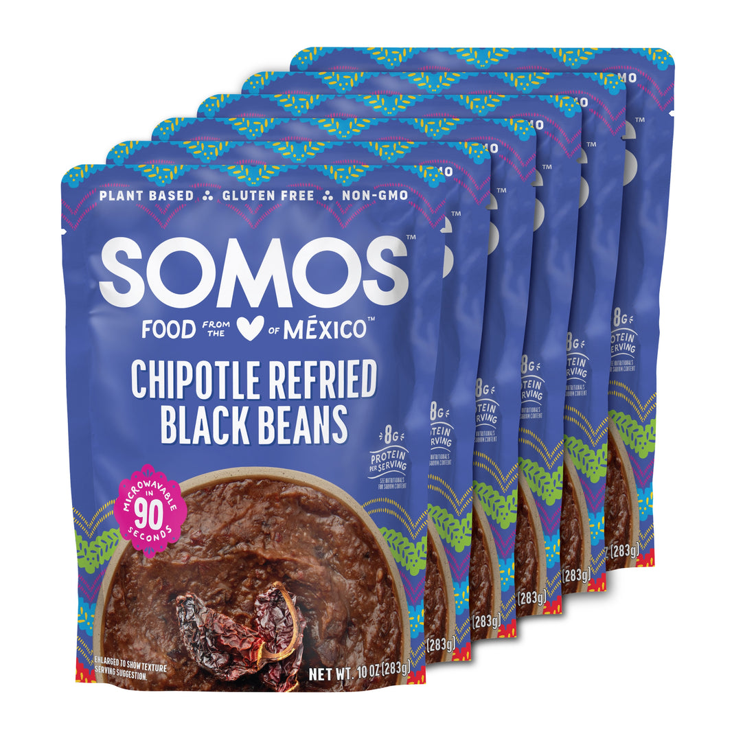 SOMOS Chipotle Refried Black Beans - 6 Count Case