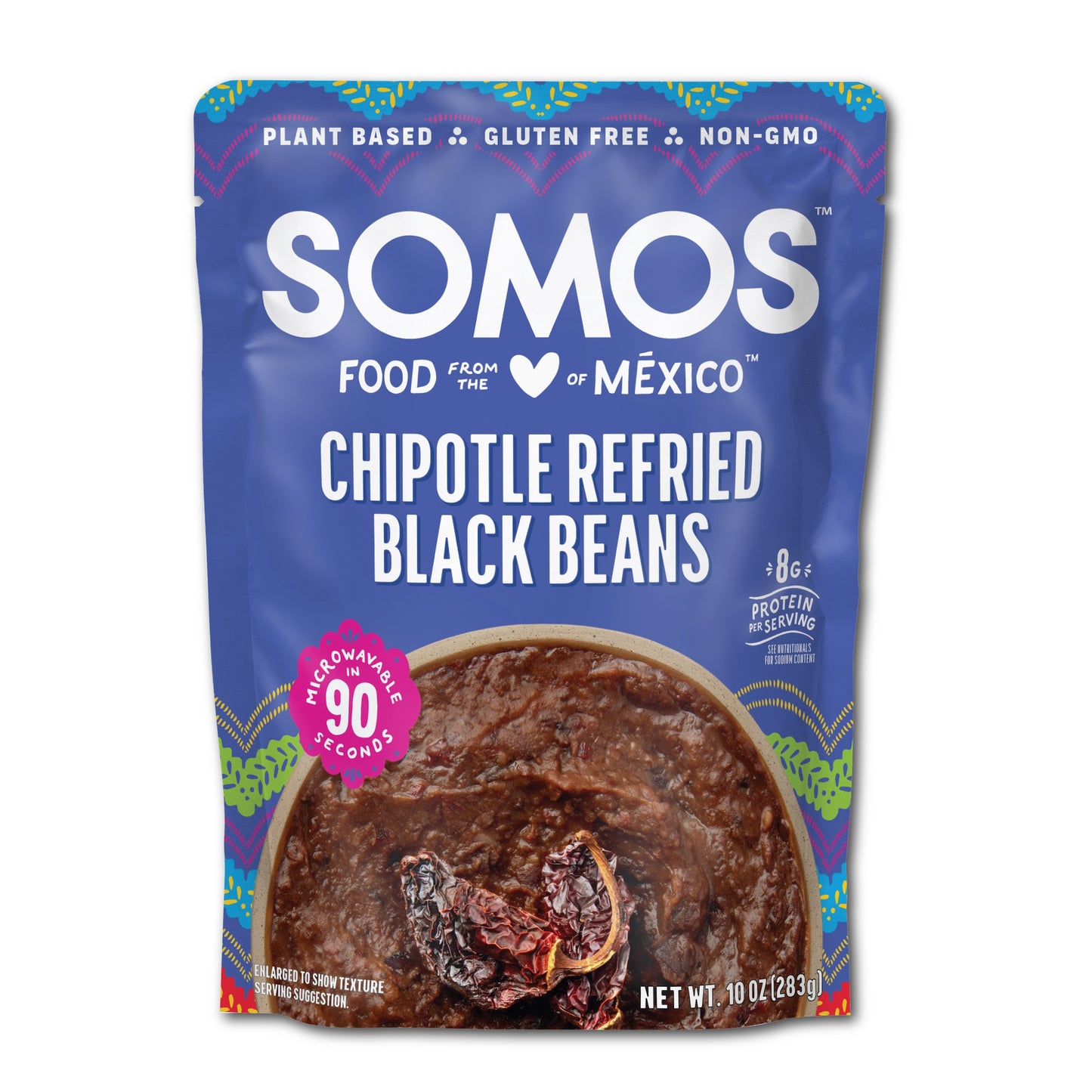 SOMOS Chipotle Refried Black Beans - 6 Count Case